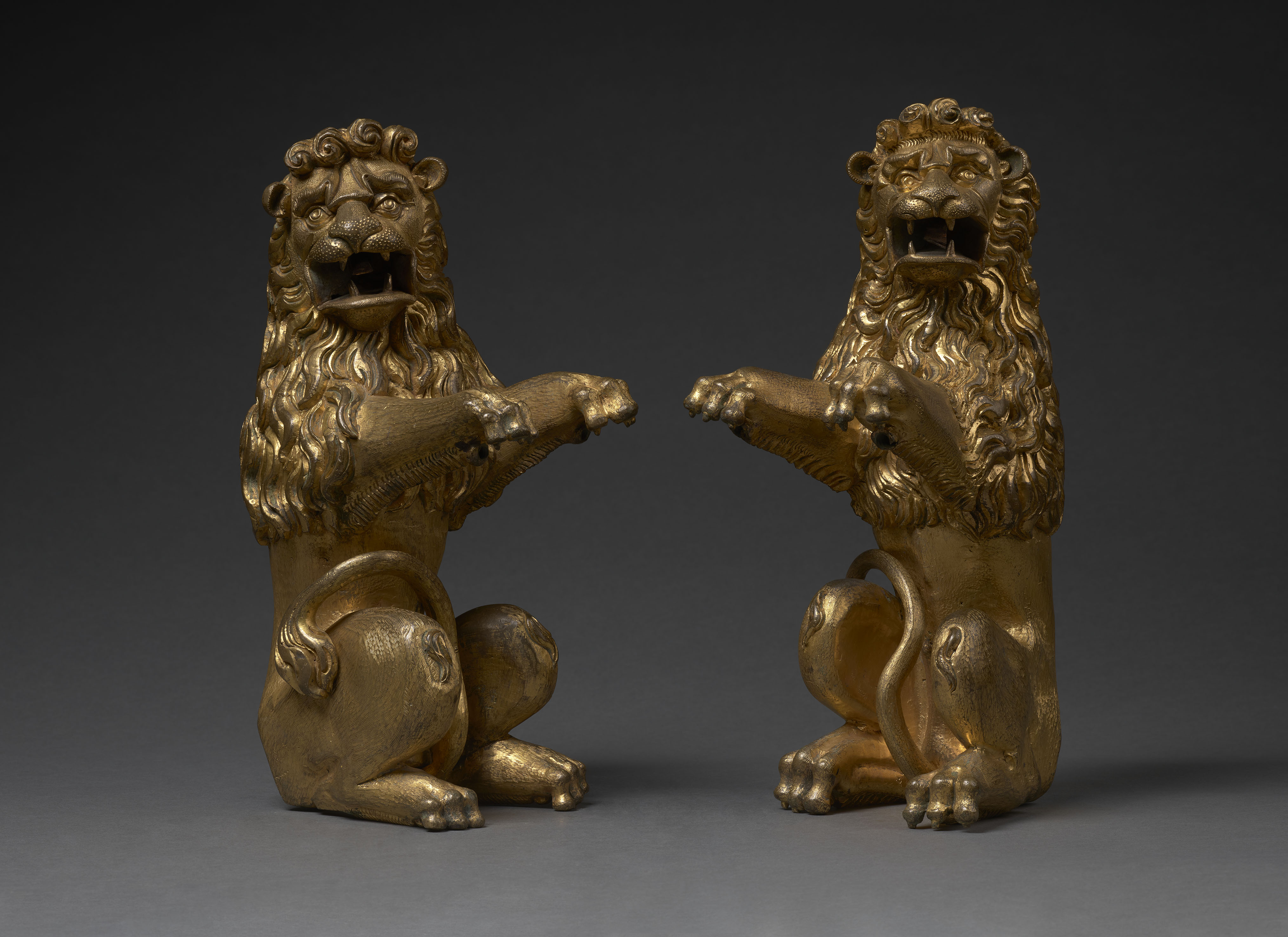 A pair of Heraldic Lions